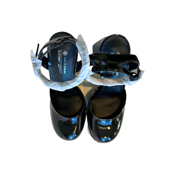 Call It Spring Foxy Platform High Heels Flared Block Rhinestone Black Size 8B - Picture 5 of 10